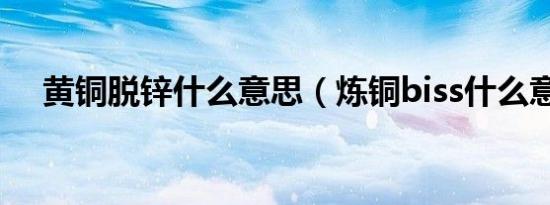 黄铜脱锌什么意思（炼铜biss什么意思）