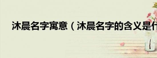 沐晨名字寓意（沐晨名字的含义是什么）