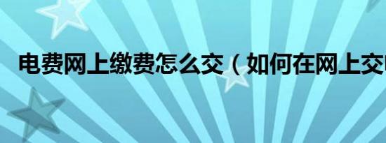 电费网上缴费怎么交（如何在网上交电费）