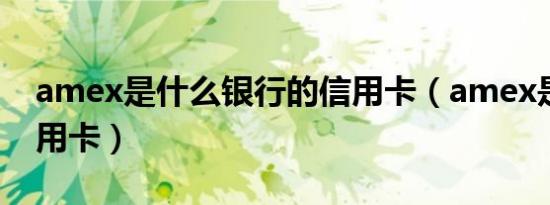 amex是什么银行的信用卡（amex是什么信用卡）