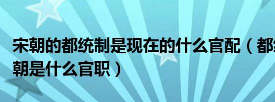 宋朝的都统制是现在的什么官配（都统制在宋朝是什么官职）