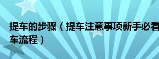 提车的步骤（提车注意事项新手必看的5招提车流程）