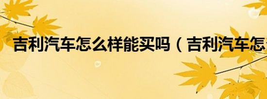 吉利汽车怎么样能买吗（吉利汽车怎么样）