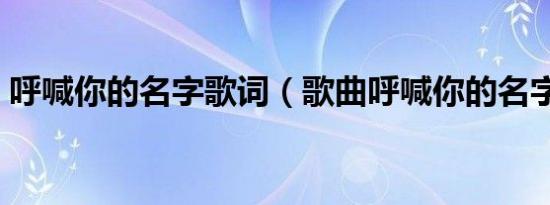 呼喊你的名字歌词（歌曲呼喊你的名字歌词）