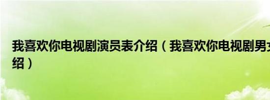 我喜欢你电视剧演员表介绍（我喜欢你电视剧男女主角色介绍）