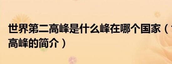 世界第二高峰是什么峰在哪个国家（世界第二高峰的简介）