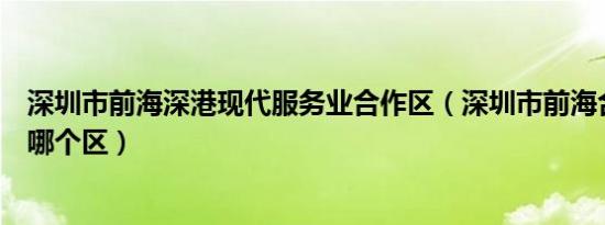 深圳市前海深港现代服务业合作区（深圳市前海合作区属于哪个区）