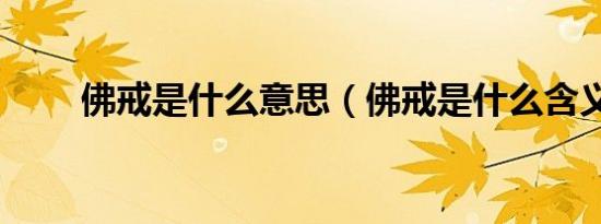 佛戒是什么意思（佛戒是什么含义）