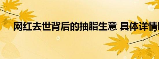 网红去世背后的抽脂生意 具体详情曝光