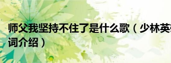 师父我坚持不住了是什么歌（少林英雄完整歌词介绍）
