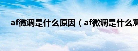 af微调是什么原因（af微调是什么意思）