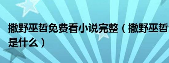 撒野巫哲免费看小说完整（撒野巫哲全文讲的是什么）