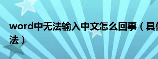 word中无法输入中文怎么回事（具体解决方法）