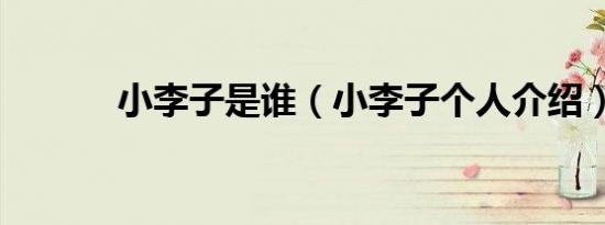 小李子是谁（小李子个人介绍）