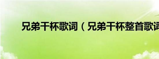 兄弟干杯歌词（兄弟干杯整首歌词）