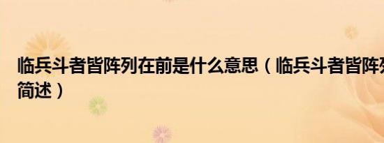 临兵斗者皆阵列在前是什么意思（临兵斗者皆阵列在前意思简述）