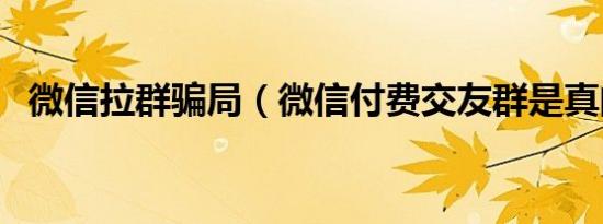 微信拉群骗局（微信付费交友群是真的吗）