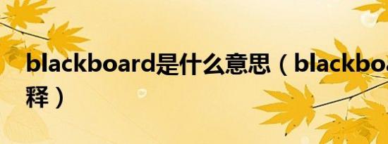 blackboard是什么意思（blackboard的解释）