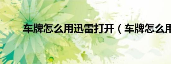车牌怎么用迅雷打开（车牌怎么用）