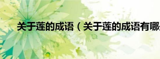 关于莲的成语（关于莲的成语有哪些）