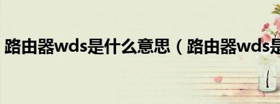 路由器wds是什么意思（路由器wds是什么）