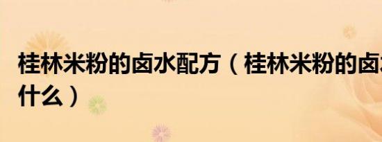桂林米粉的卤水配方（桂林米粉的卤水配方是什么）