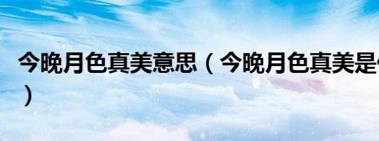 今晚月色真美意思（今晚月色真美是什么意思）
