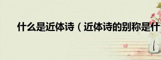 什么是近体诗（近体诗的别称是什么）