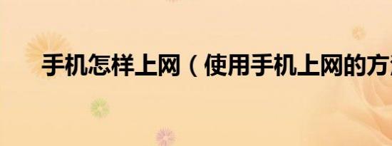 手机怎样上网（使用手机上网的方法）