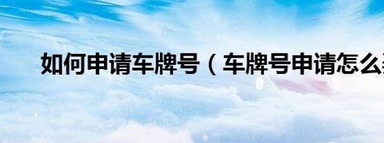 如何申请车牌号（车牌号申请怎么弄）