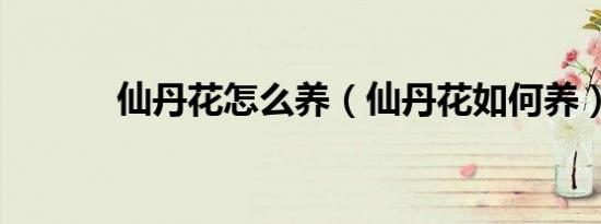 仙丹花怎么养（仙丹花如何养）