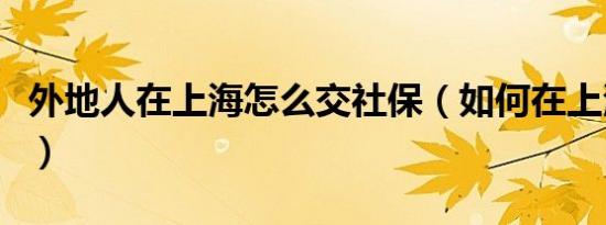 外地人在上海怎么交社保（如何在上海交社保）