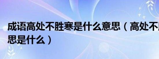 成语高处不胜寒是什么意思（高处不胜寒的意思是什么）