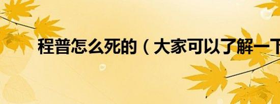 程普怎么死的（大家可以了解一下）