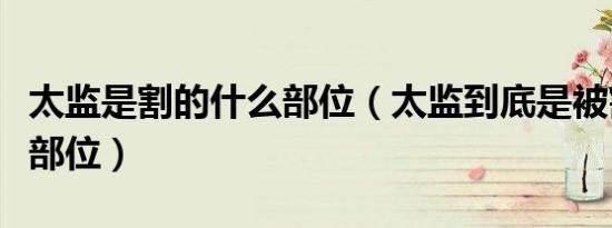 太监是割的什么部位（太监到底是被割了什么部位）
