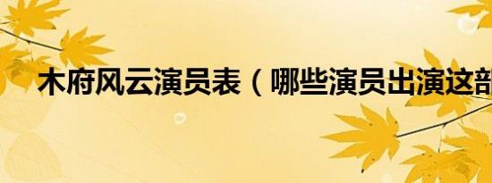 木府风云演员表（哪些演员出演这部剧）
