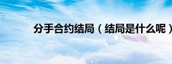 分手合约结局（结局是什么呢）