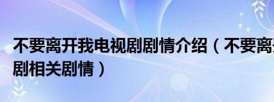 不要离开我电视剧剧情介绍（不要离开我电视剧相关剧情）