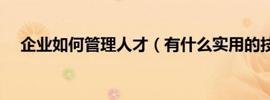 企业如何管理人才（有什么实用的技巧）