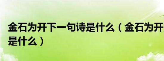 金石为开下一句诗是什么（金石为开的上一句是什么）