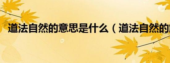 道法自然的意思是什么（道法自然的解释）