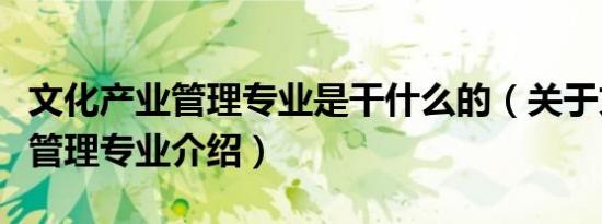 文化产业管理专业是干什么的（关于文化产业管理专业介绍）