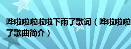 哗啦啦啦啦啦下雨了歌词（哗啦啦啦啦啦下雨了歌曲简介）