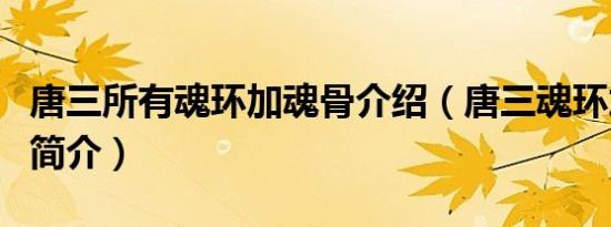 唐三所有魂环加魂骨介绍（唐三魂环加魂骨的简介）