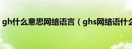gh什么意思网络语言（ghs网络语什么意思）