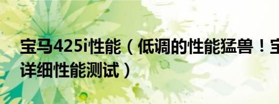 宝马425i性能（低调的性能猛兽！宝马335i详细性能测试）