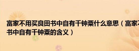 富家不用买良田书中自有千钟粟什么意思（富家不用买良田书中自有千钟粟的含义）