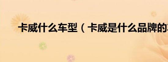 卡威什么车型（卡威是什么品牌的车）