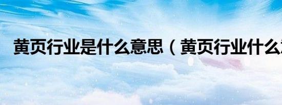 黄页行业是什么意思（黄页行业什么意思）