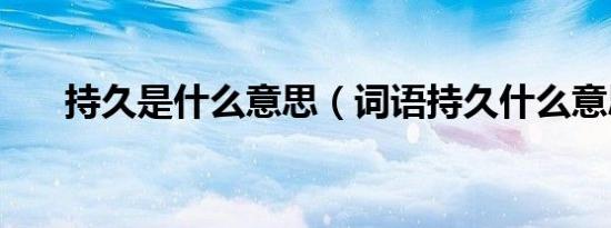 持久是什么意思（词语持久什么意思）